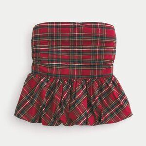 Hollister Women's Strapless Red Plaid bubble - Size L